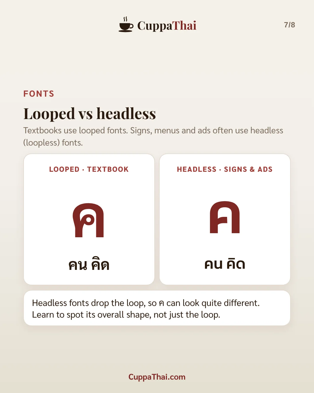 Slide 7 of 8. ค ควาย (khor khwaai), Thai alphabet letter 4 of 44