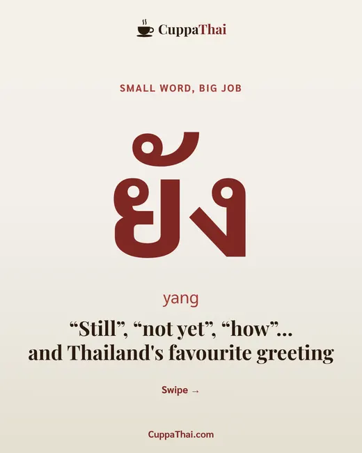 Cover slide: ยัง (yang): small word, big job